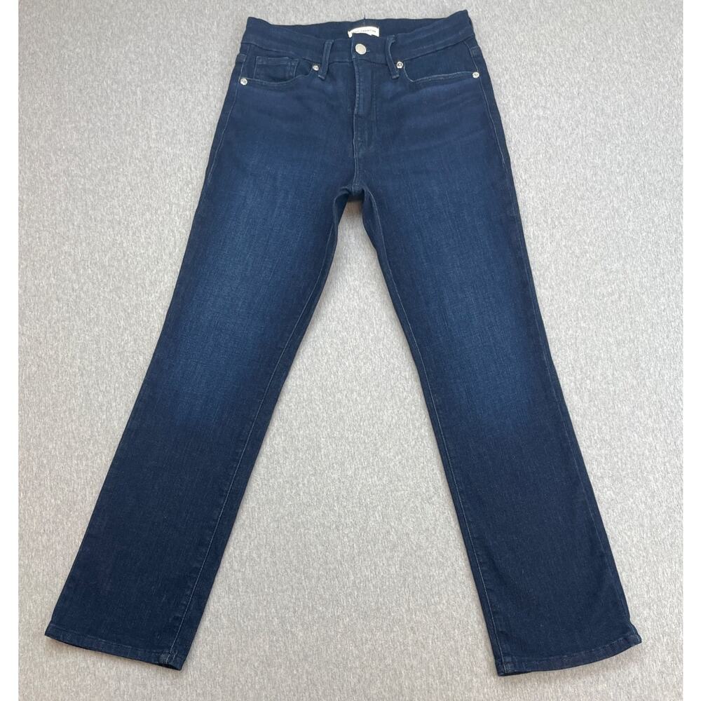 Good American Jeans Womens 6/28 Blue Cotton Blend Stretch Straight